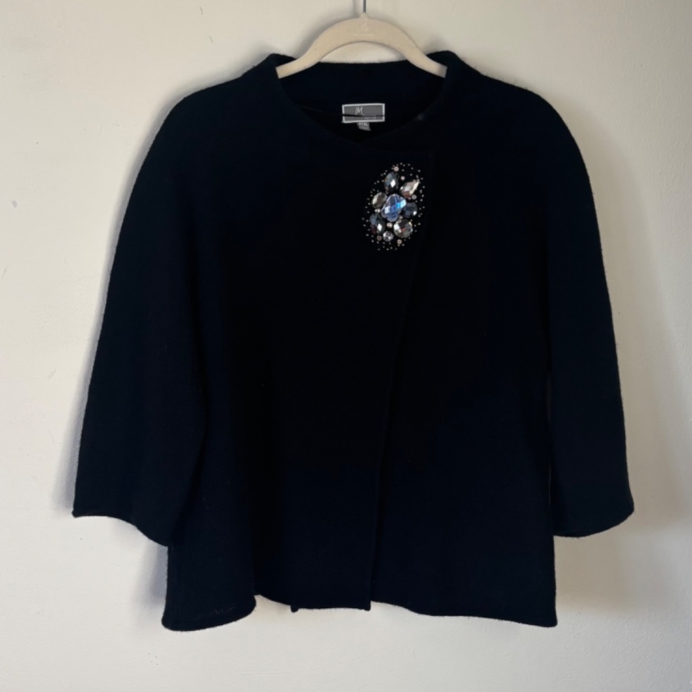 JM Collection Wool Sweater with Brooch